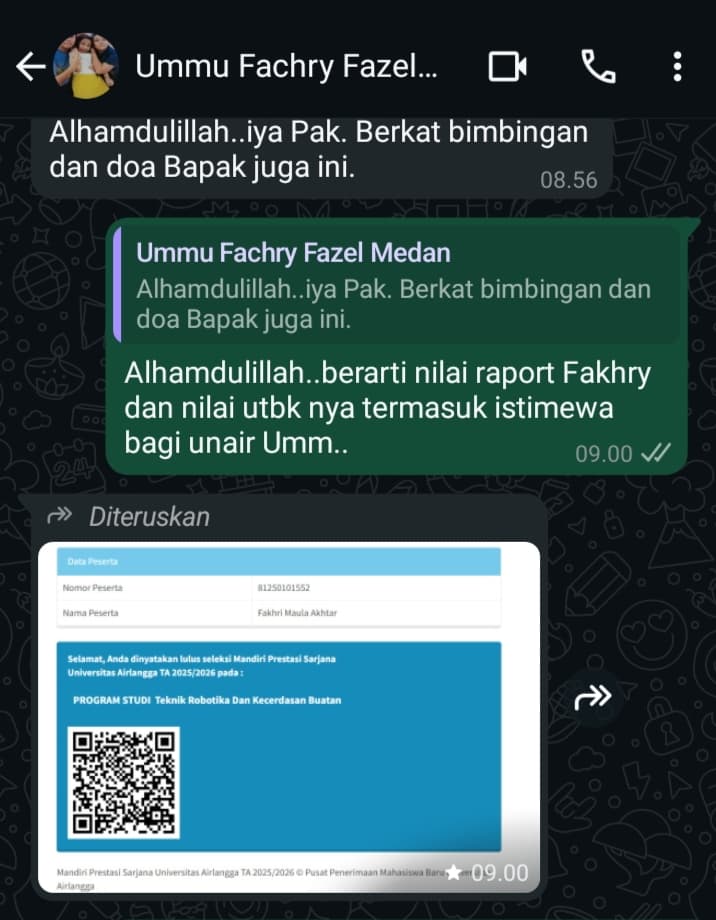Fachri Maula Akhtar, Kelas UTBK 2025. Diterima di Polbatam dan Unair