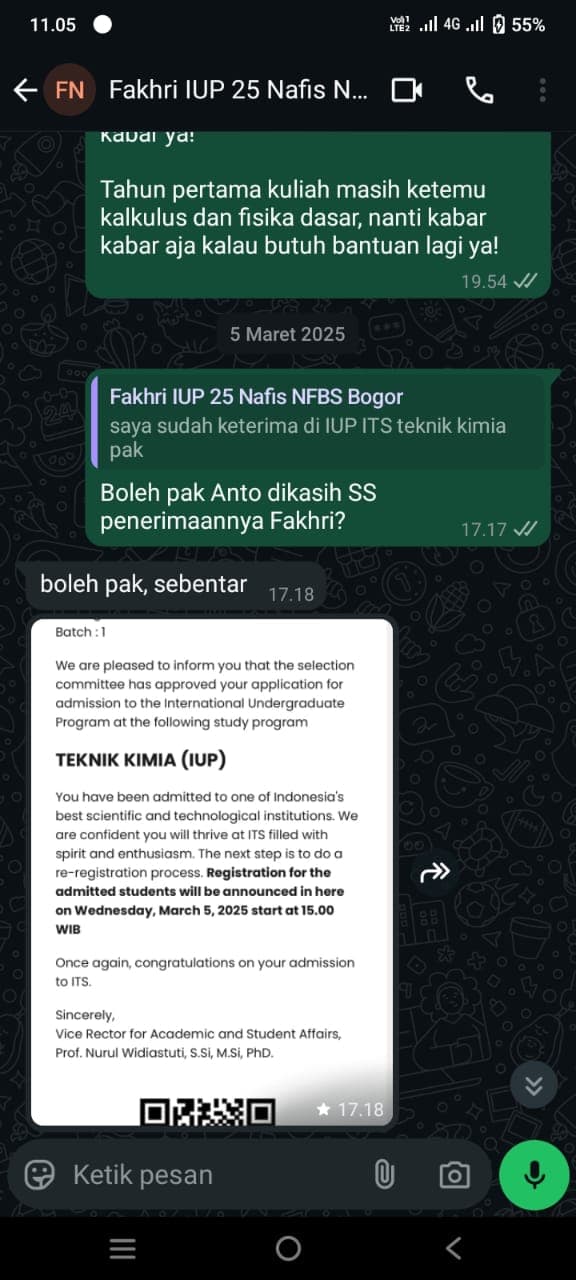 Fakhry Dhiyaul Haq Mujahid, 3 tahun Privat, Teknik Kimia ITS 2025