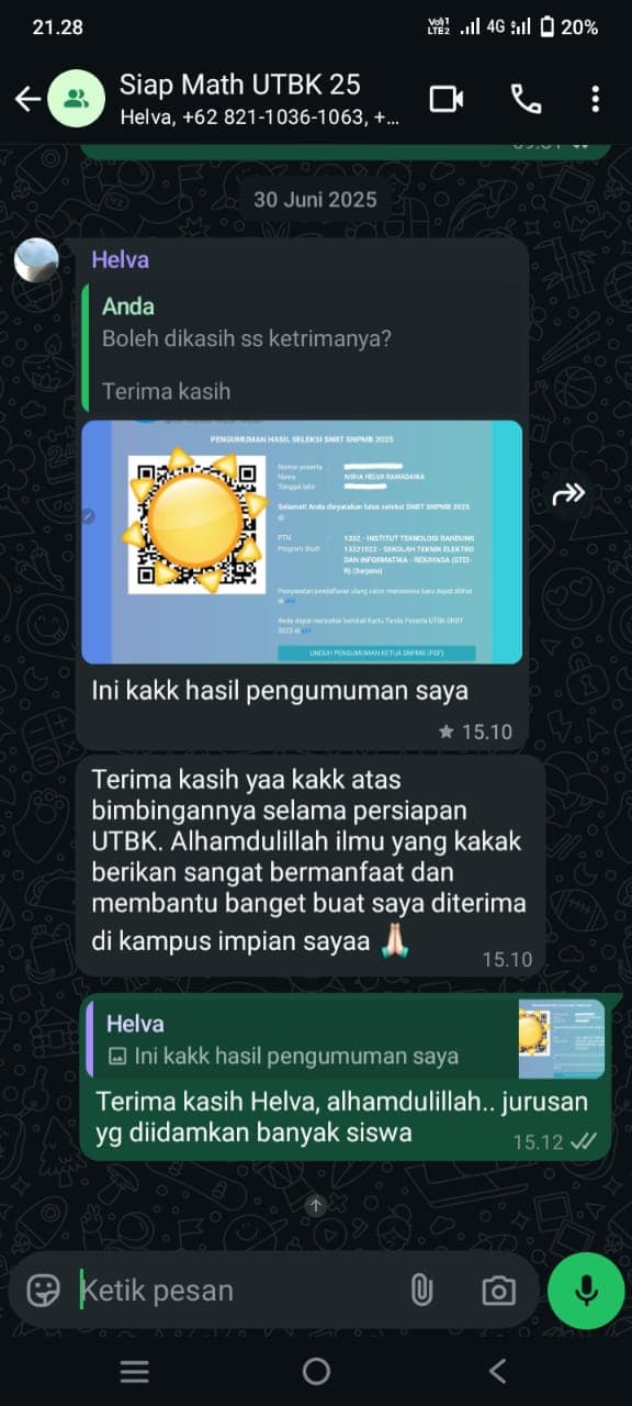 Helva, Kelas UTBK 2025, STEI-R ITB