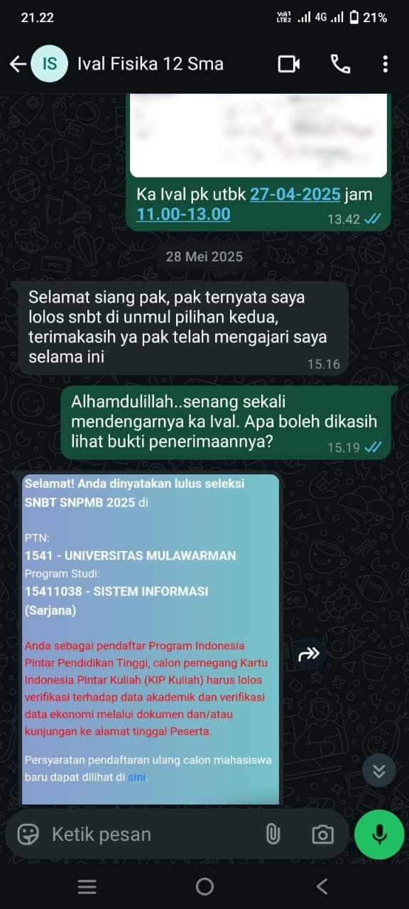 Ival, Kelas UTBK 2025, Sistem Informasi Univeristas Mulawarman