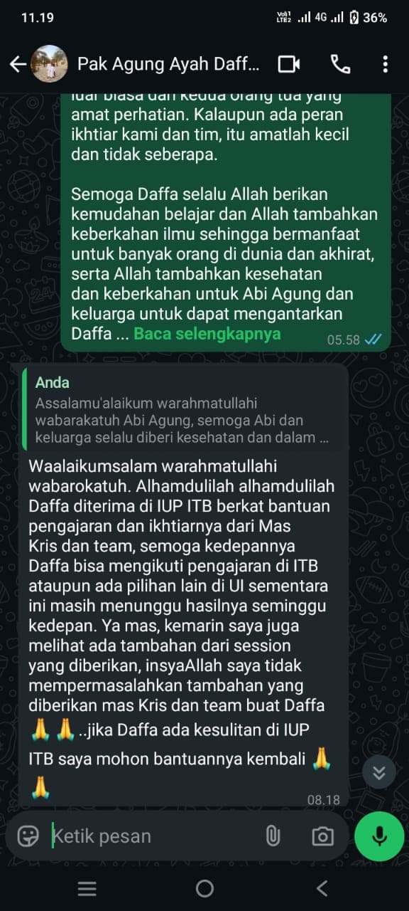 Pak Agung, ayah Daffa Kelas IUP ITB 2025, diterima di ITB